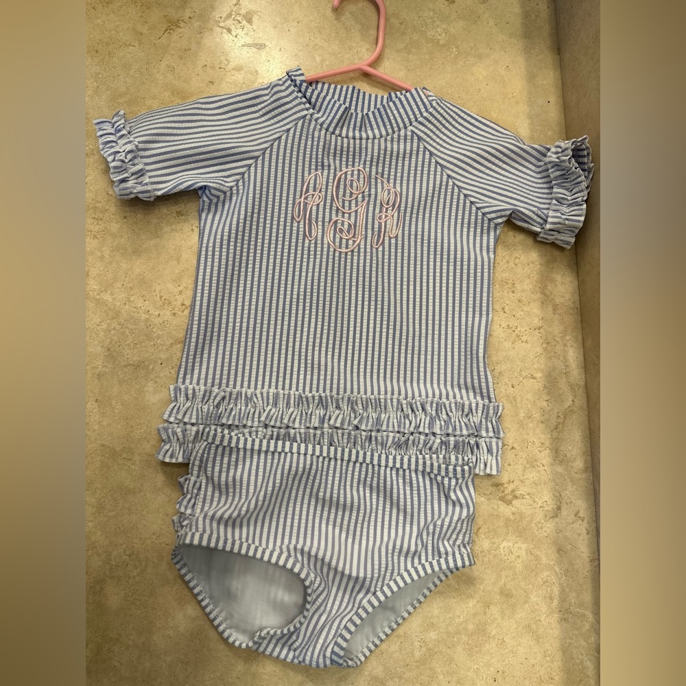 Rufflebutt swim suit 3T monogrammed